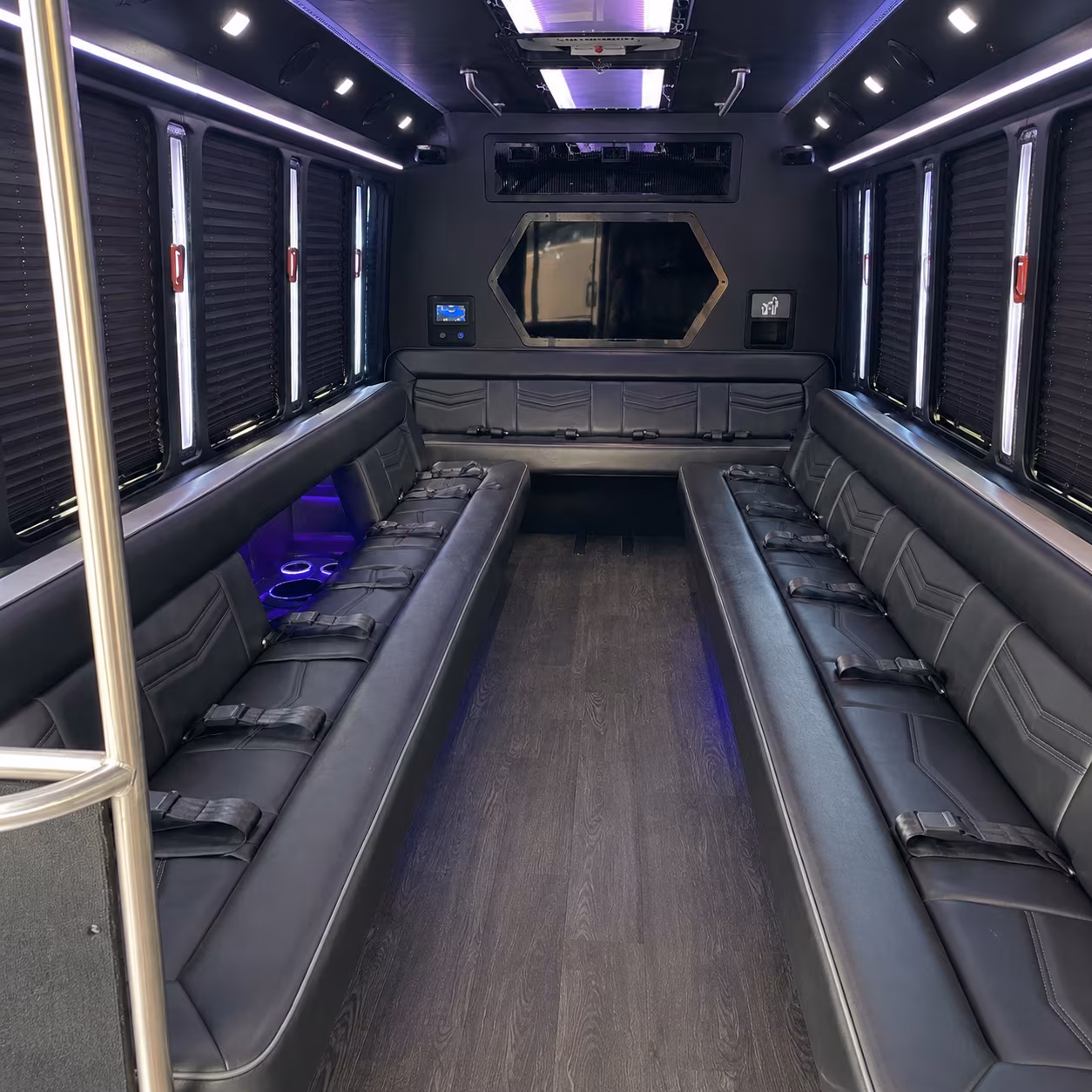 fontana 18 passenger party bus interior
