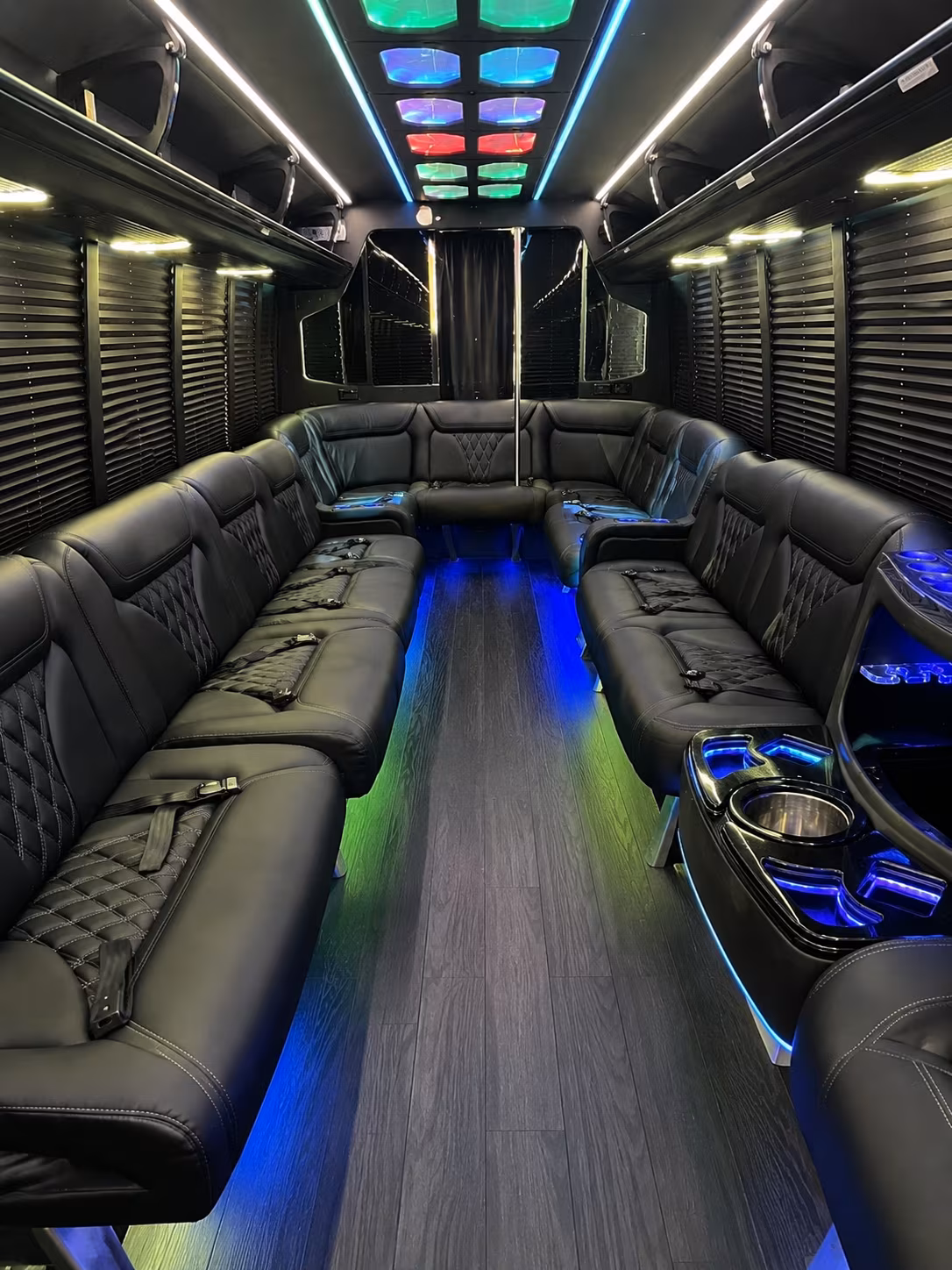 fontana 20 passenger party bus interior