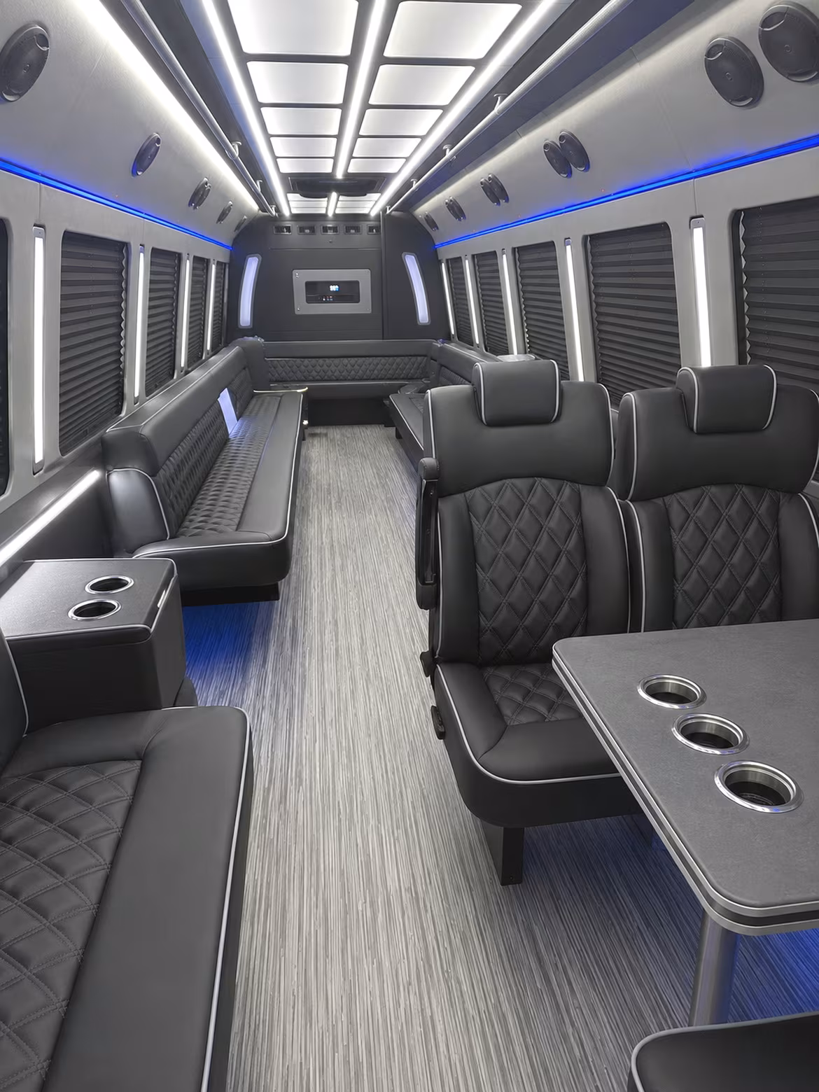 fontana 25 passenger party bus inside