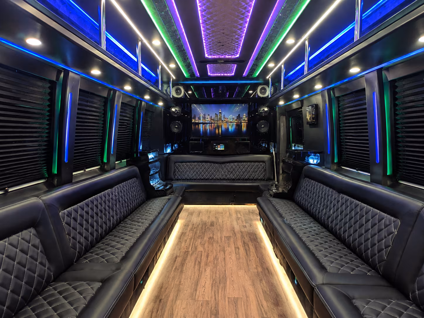fontana 25 passenger party bus interior