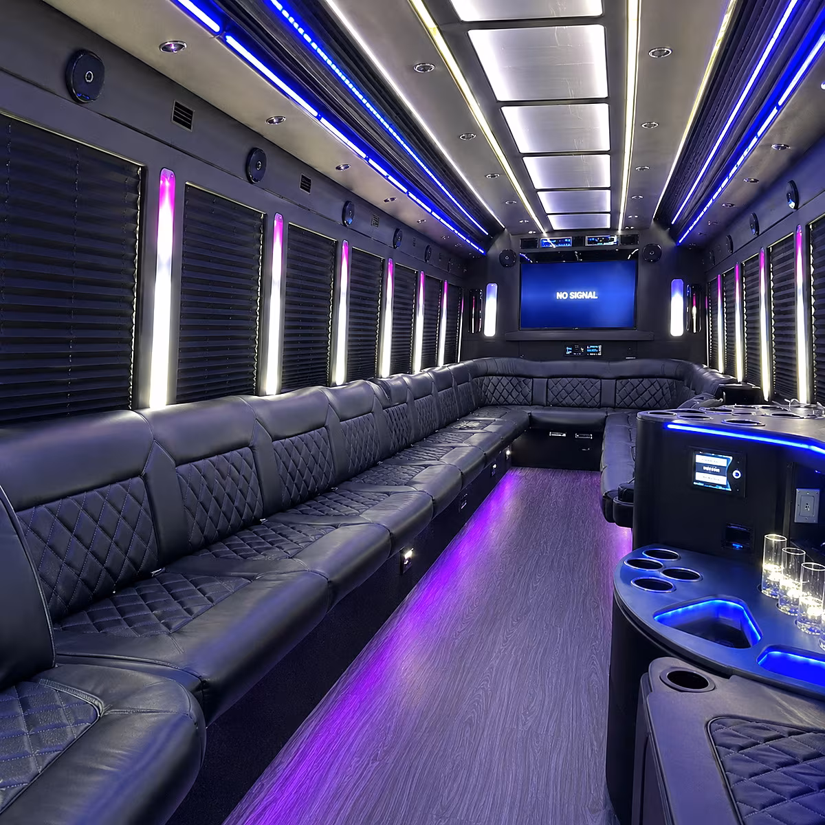 fontana 30 passenger party bus inside