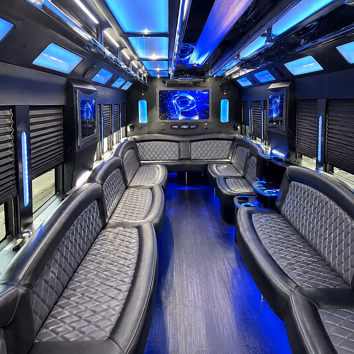 fontana 50 passenger party bus interior